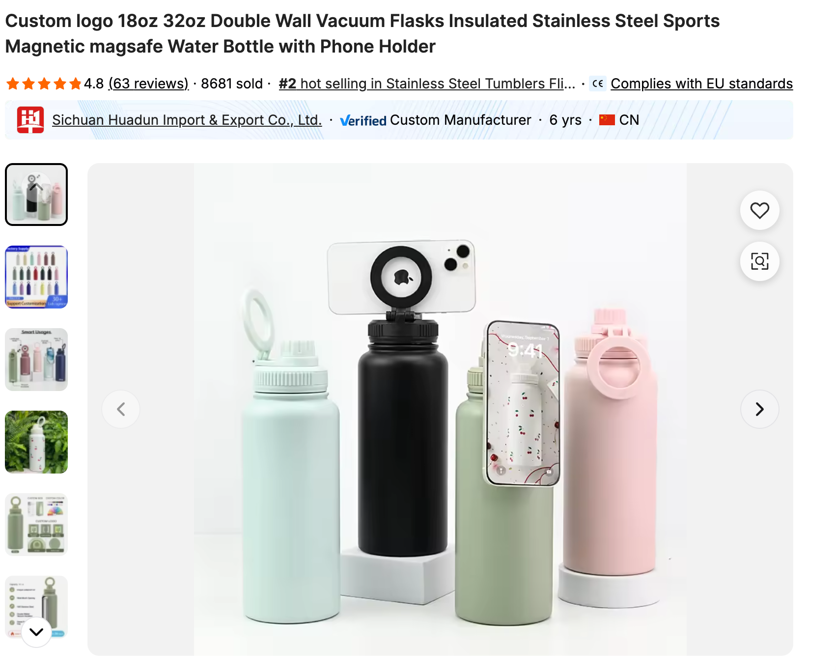 MagSafe Water Bottle with Magnetic Phone Holder - Smart Hydration